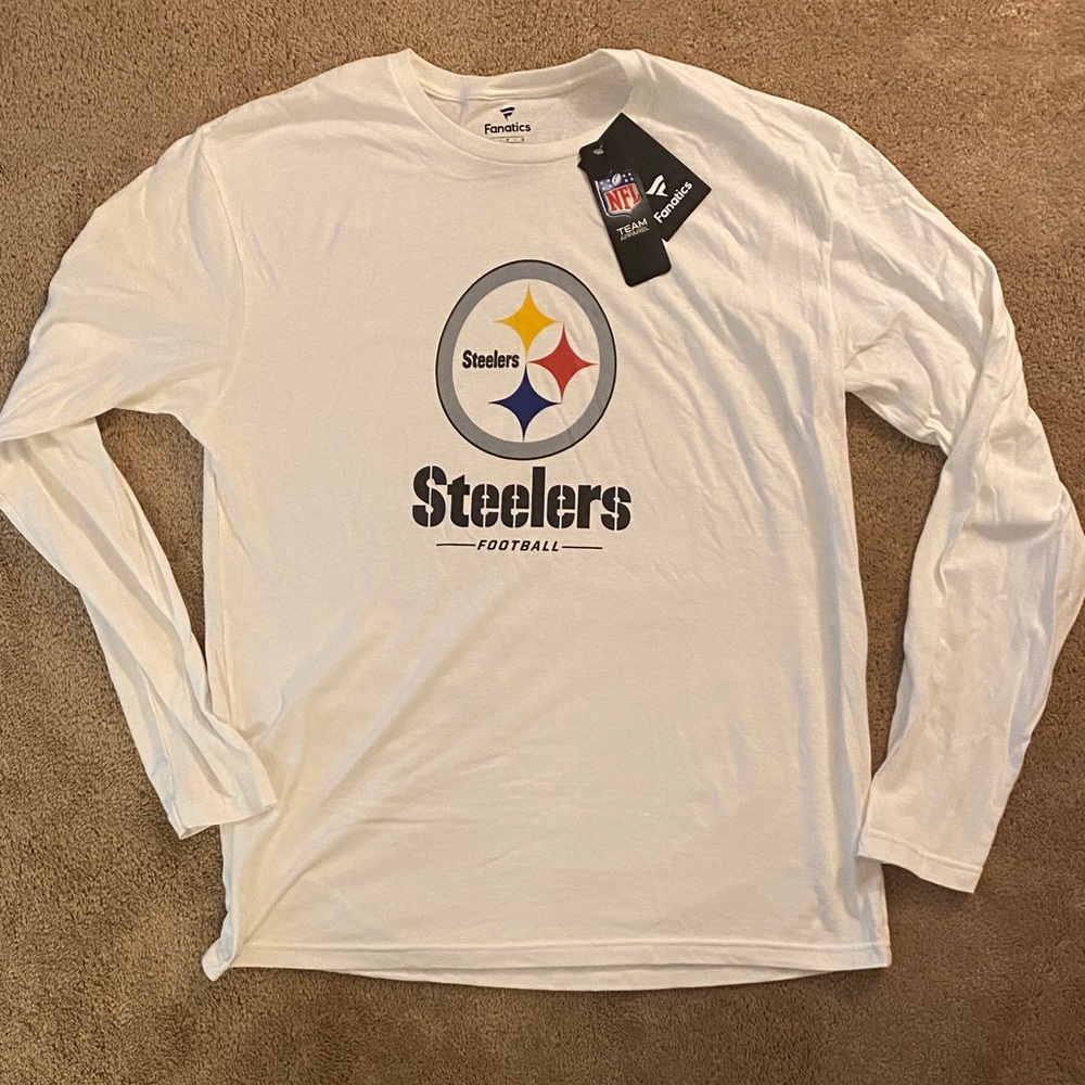 Fanatics White Steelers Long Sleeve Tee